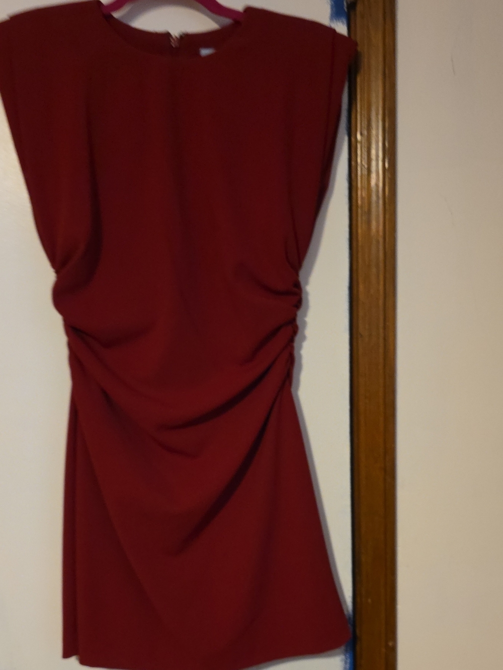 ANTONIO MELANI Wine-Red Sleeveless Mini Dress with Draped Sides